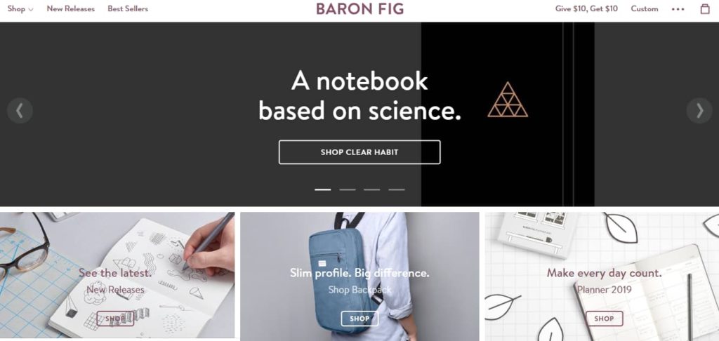 Baron Fig store website design