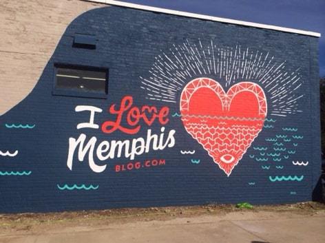 Brick wall painted with heart in Memphis Tennessee