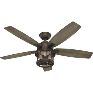 Coral Bay Outdoor with Light 52 inch Ceiling Fans Hunter Weathered Copper - Grey Pine 