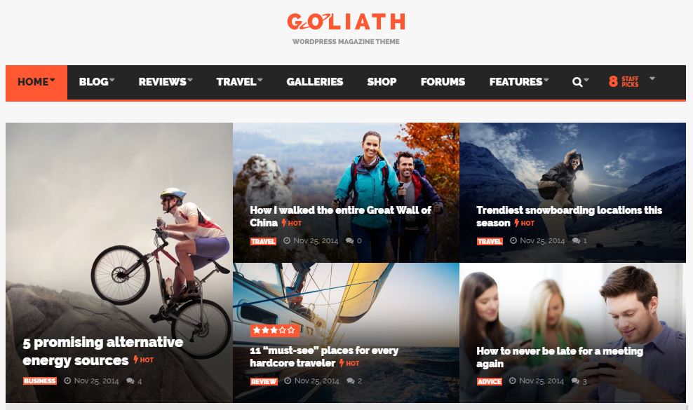 GOLIATH WordPress News & Reviews Magazine theme