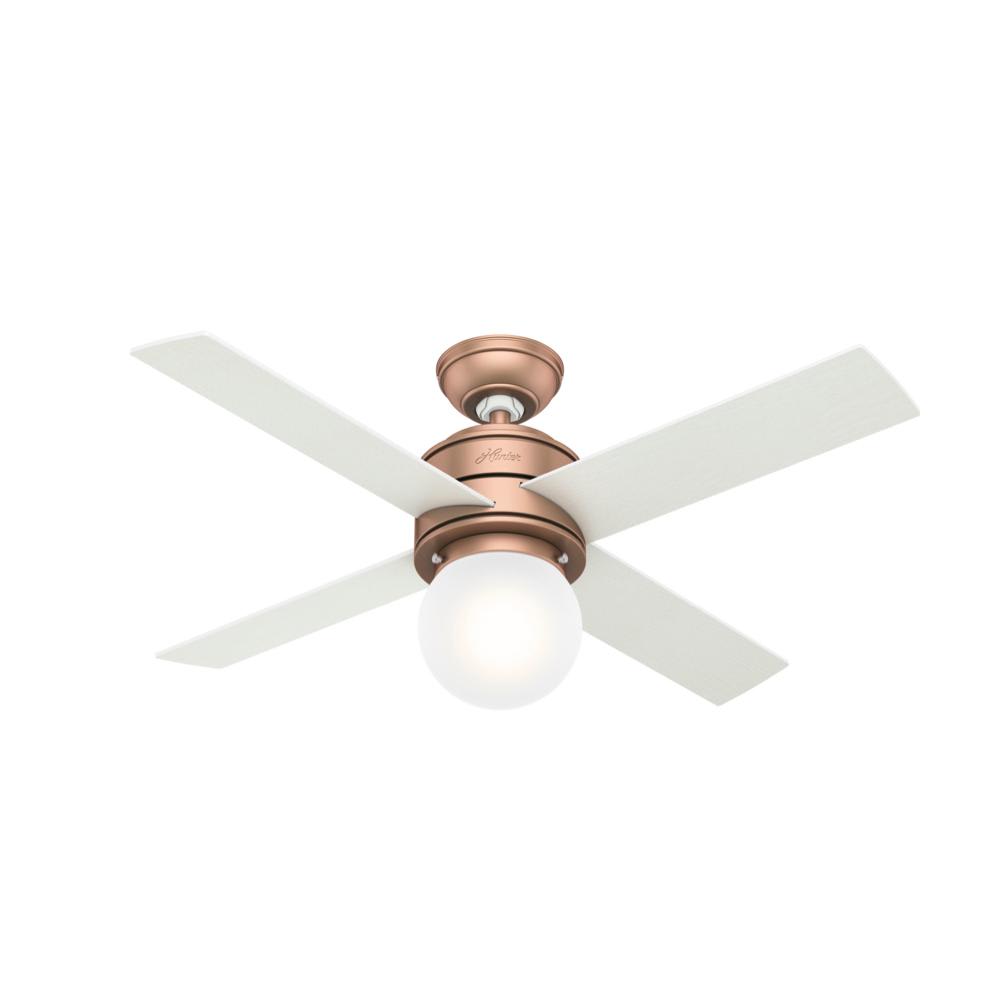 Hepburn ceiling fan with light in satin copper finish