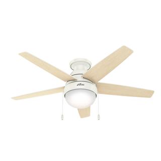 Parmer Low Profile with LED Light 46 inch Ceiling Fans Hunter Fresh White 