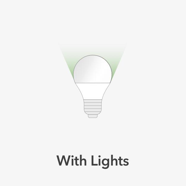 Light bulb illustration indicating ceiling fans with lights
