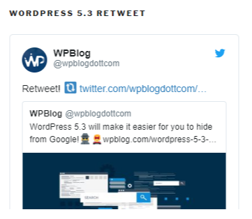 wordpress 5.3 retweet by wpblog